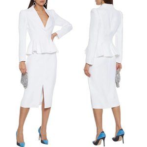 MICHAEL KORS 2-piece Puff Shoulder Ruffled Peplum Blazer & Pencil Skirt Set